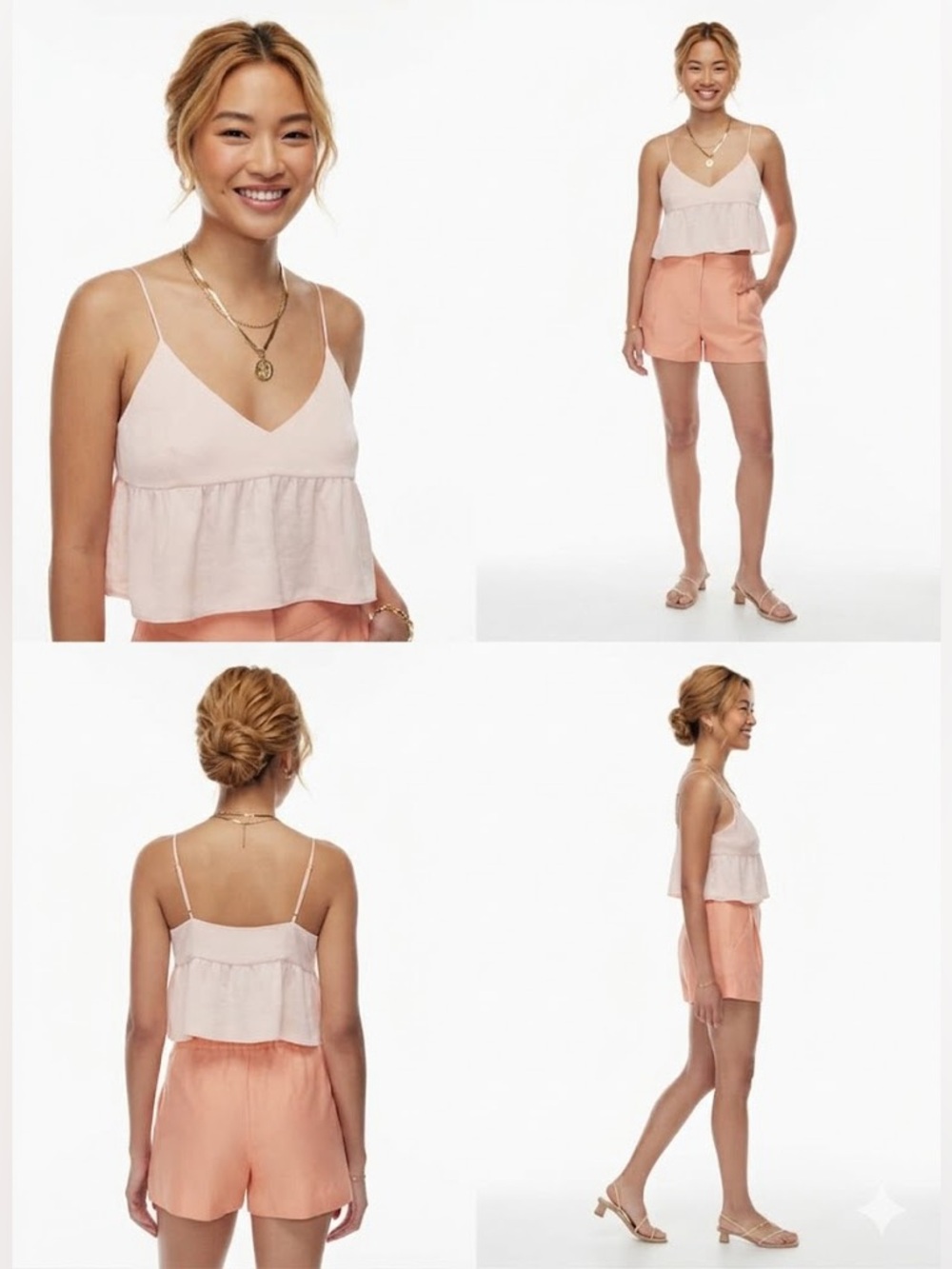 Wilfred Light Pink Ruffle Hem Spaghetti Strap Camisole